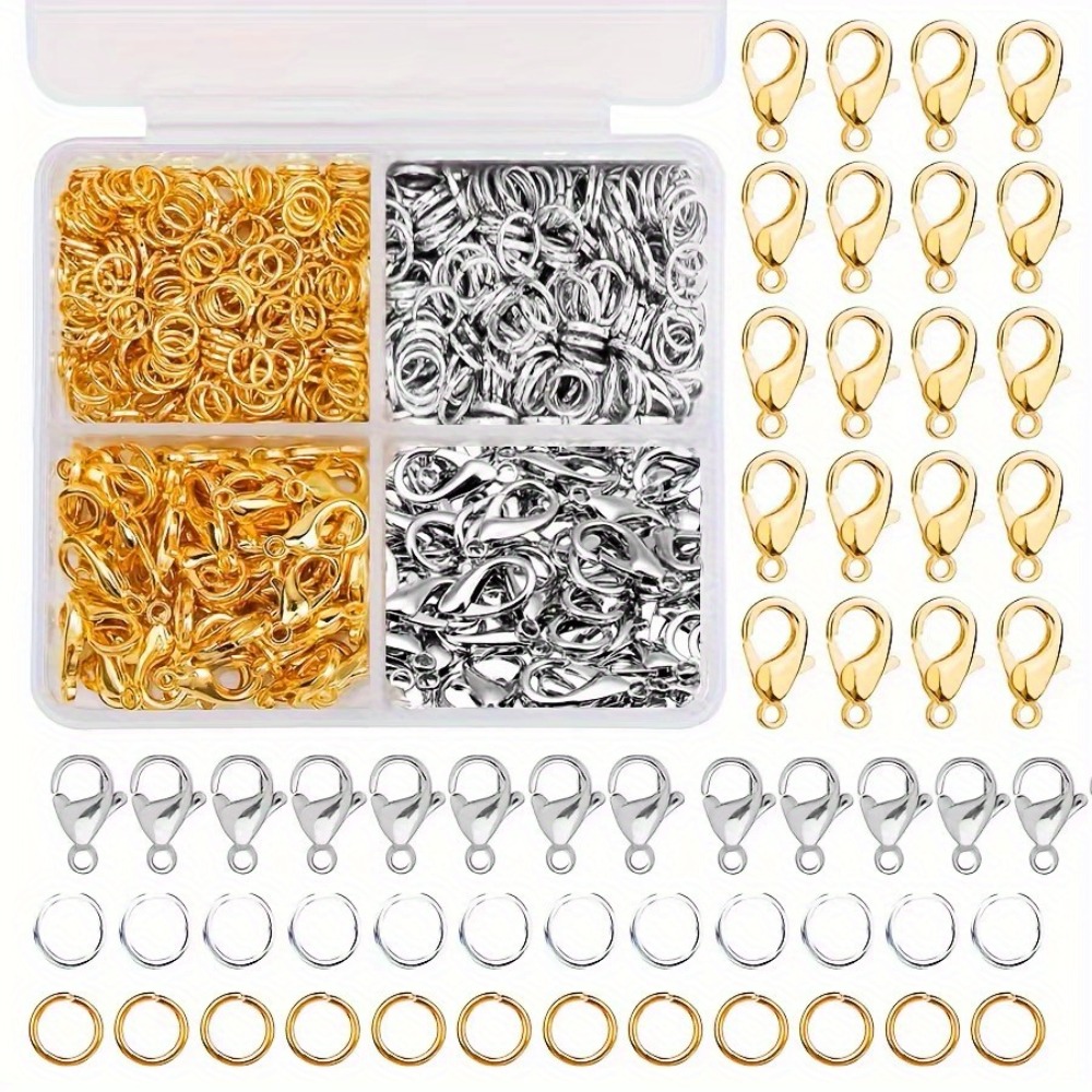 Lobster Clasp Silver - مجموعة متنوعة من الحلقات المعدنية والمشابك
