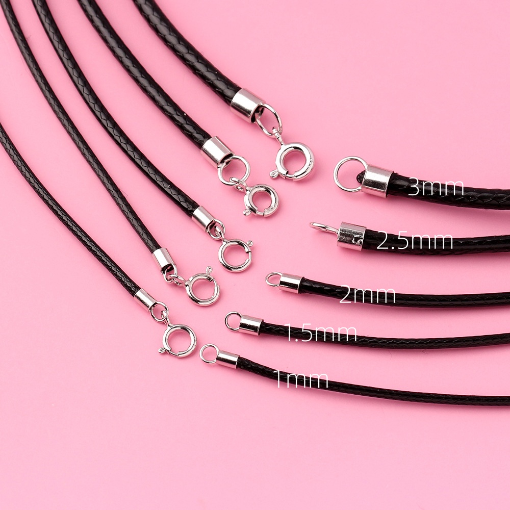 Jewelry Making In La - سلسلة جلدية سوداء مضفرة من الفضة